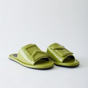 Tibi Beryen Naplack Sandal in Peridot color